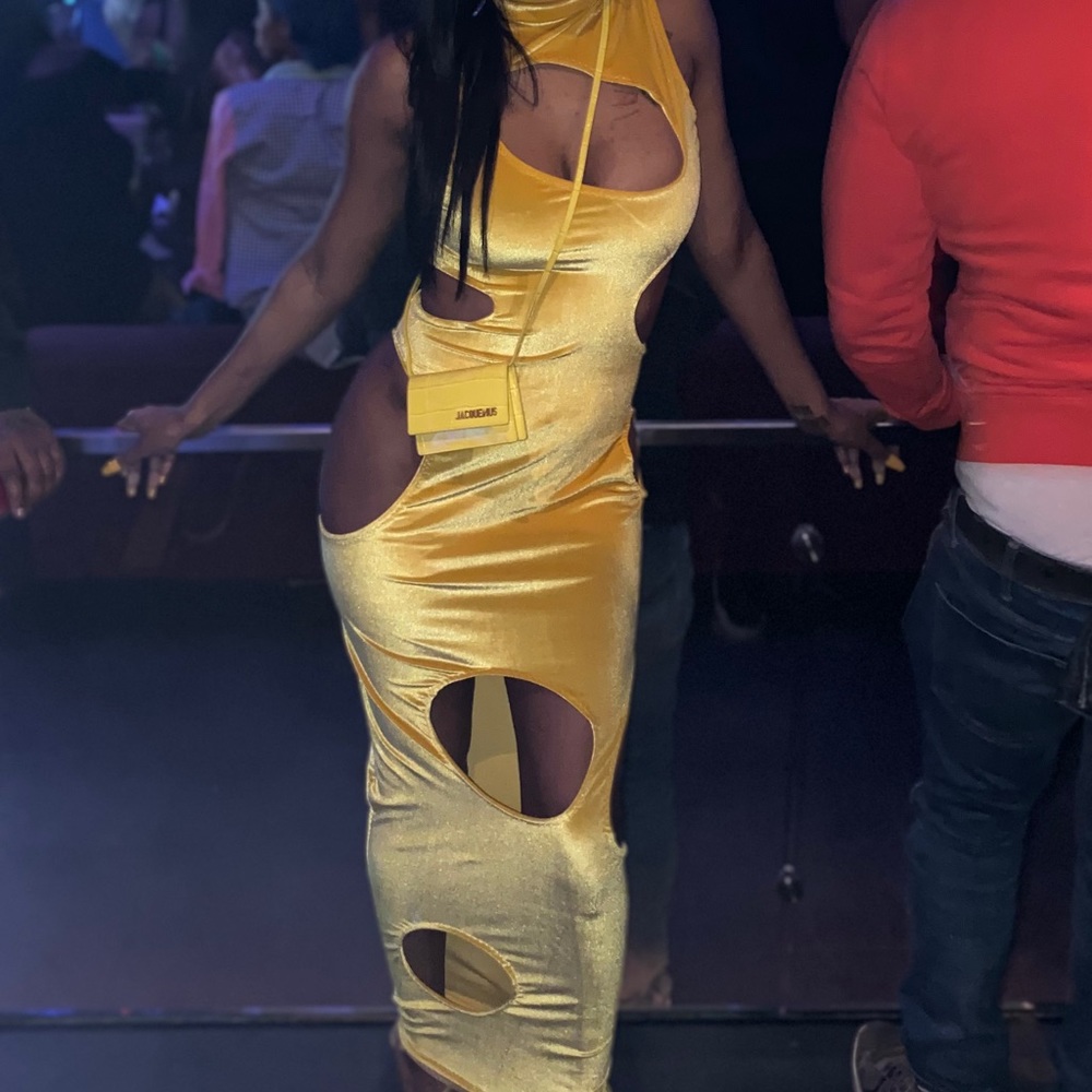 Yellow cut out dress